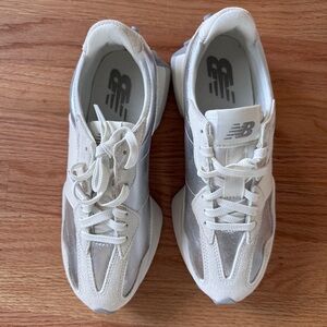 New Balance White and Silver Sneakers